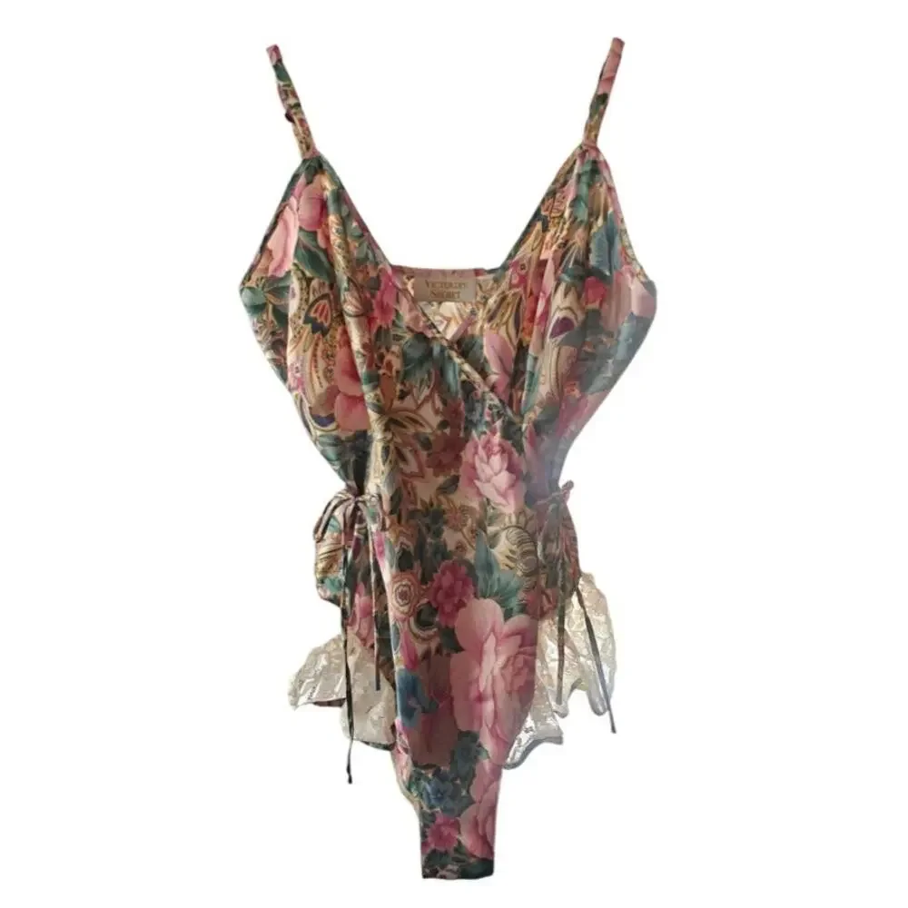 Vintage Y2K Victoria Secret floral teddy sz M